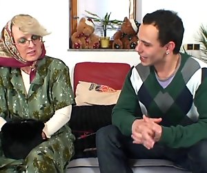 Hot old mature woman pleases young guy